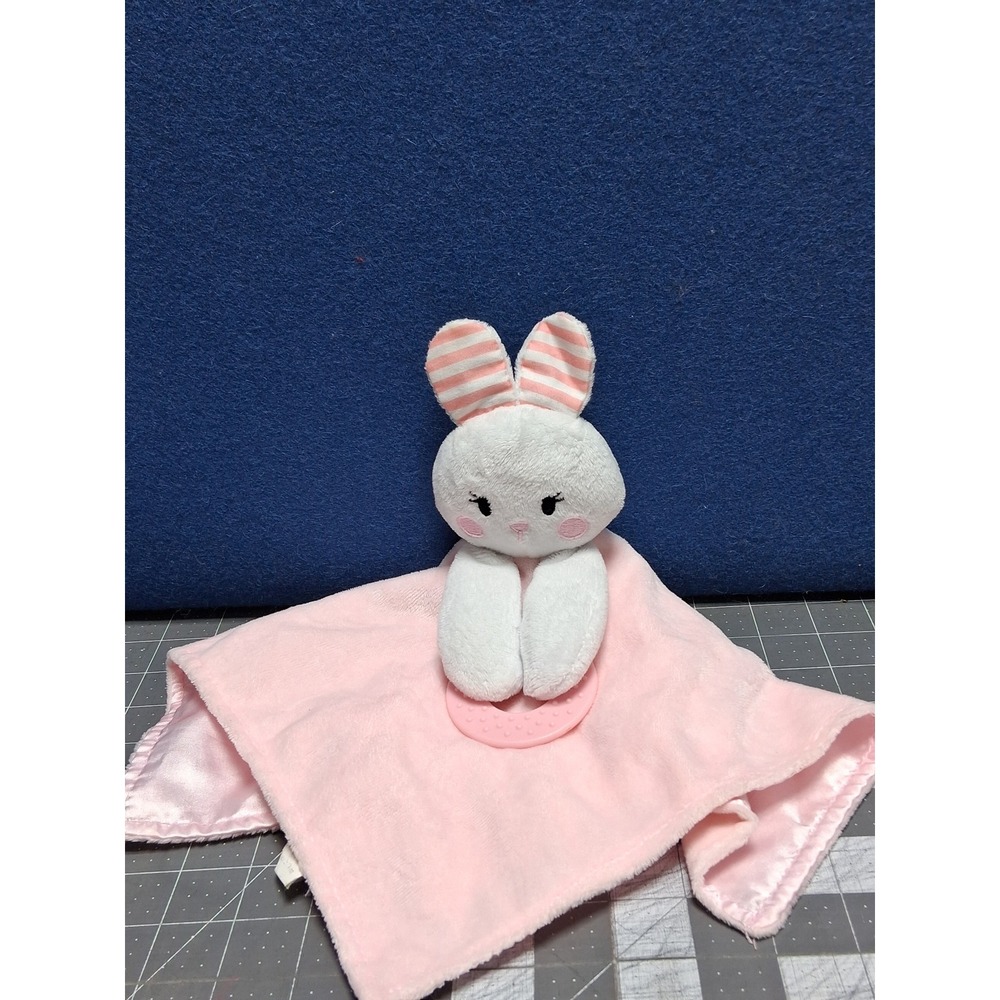 Forever Baby LLC Bunny Rabbit Security Blanket Lovey Pink White Striped B70083